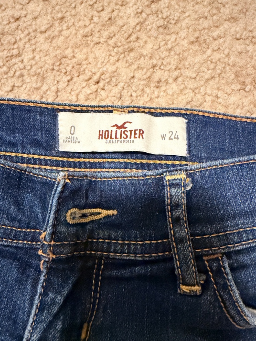 Hollister Dark Blue Distressed Denim Cutoff Shorts - Picture 2 of 3